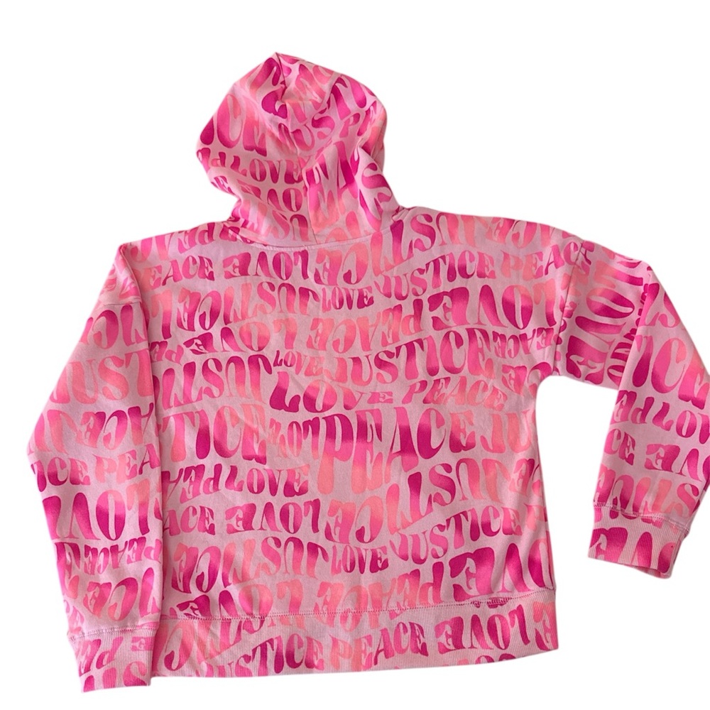 Justice Pink and White Text Hoodie .nice color - Picture 2 of 5